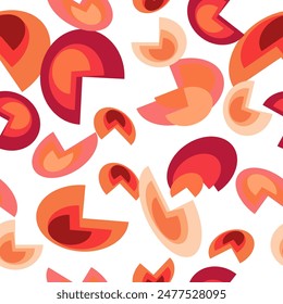 background with round abstract multi tone red orange seamless endless patter design for fabric print or wrap paper