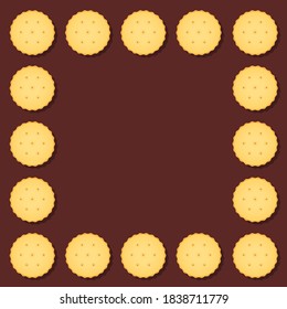 Background with round crackers arranged in a frame shape