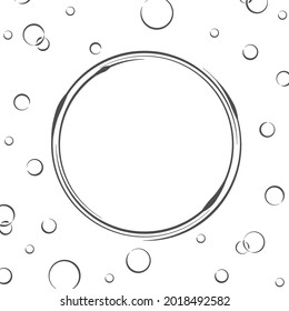 Hintergrund mit einem runden Rahmen in der Mitte mit Platz für Text, Foto oder Illustration und Blasen für Gratulationen, Karten, Banner und kreative Designs. Flachstil