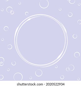 Fondo con un marco redondo en el centro con lugar para texto, foto o ilustración y burbujas alrededor para felicitaciones, tarjetas, banners y diseños creativos. Estilo plano