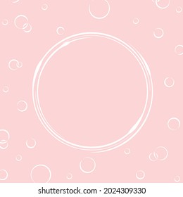 Background with a round frame in the center with place for text, photo or illustration and bubbles around for congratulations, cards, banners and creative designs. Flat style