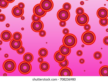 Background with round shapes.Rings on a pink background. Idea for a holiday card or cover.