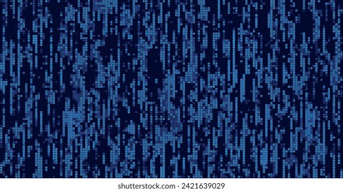 Un fondo de filas de pequeños cuadrados multicolor. Gráficos de píxeles, cuadrados de colores. Fondo vectorial de cuadrados brillantes. Fondo azul de mosaico abstracto brillante con brillo.