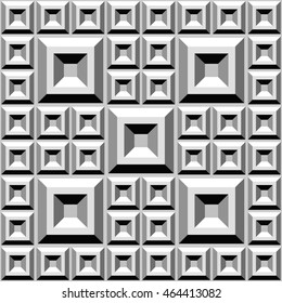 background of rows of square volumetric black-and-white shapes with inserts larger shapes
