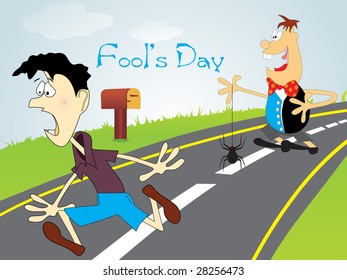 background with running cartoon, vector wallpaper