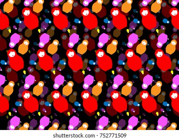 Background Russian nesting dolls matrioshka, set icon colorful symbol of Russia, vector three dimensional effect