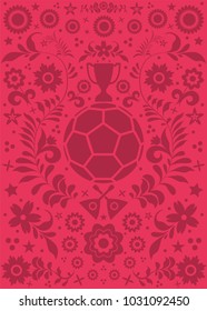 Background with russian patterns and elements. Football 2018. Vector illustration