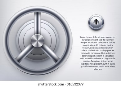 Background with a safe and and lock and place for text. Vector Illustration 