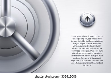 Background with a safe  and lock and place for text. Vector Illustration 