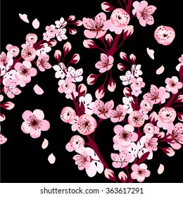 Background sakura. Seamless background. Vector