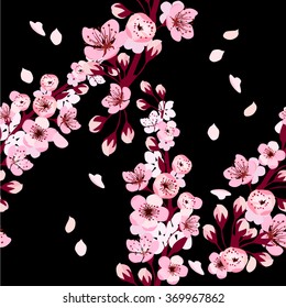 Background sakura. Seamless background. Vector