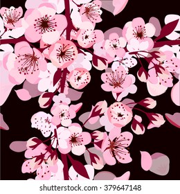 Background sakura. Seamless background. Vector