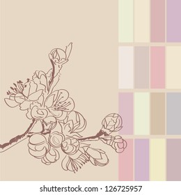  background with sakura twigs and flowers