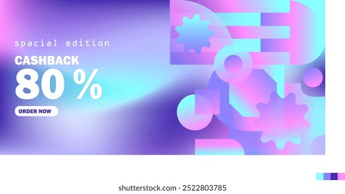 Background sale banner with gradient geometric design. Vector illustration