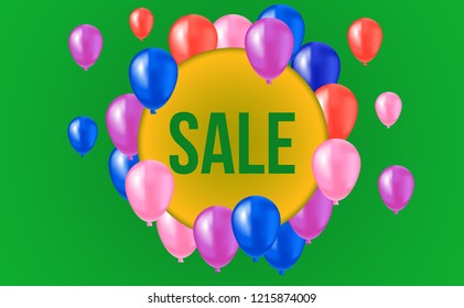 Background sale black friday round banner, vector illustration posters gold ballon modern template abstract
