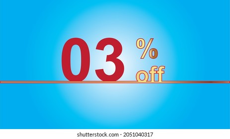 Background Sales special offer. Discount with 3% price. luxury gold and blue vector illustration