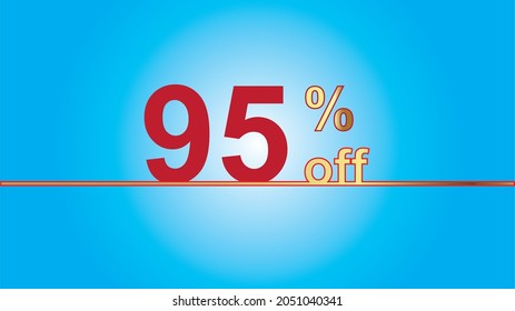 Background Sales special offer. Discount with 95% price. luxury gold and blue vector illustration