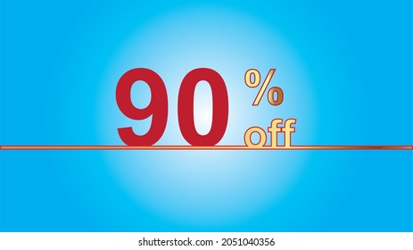 Background Sales special offer. Discount with 90% price. luxury gold and blue vector illustration