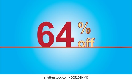 Background Sales special offer. Discount with 64% price. luxury gold and blue vector illustration