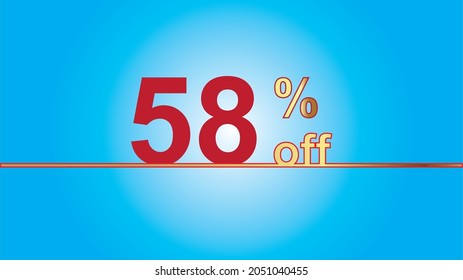 Background Sales special offer. Discount with 58% price. luxury gold and blue vector illustration