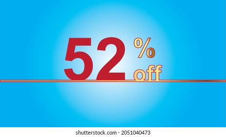 Background Sales special offer. Discount with 52% price. luxury gold and blue vector illustration