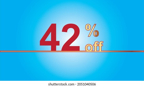 Background Sales special offer. Discount with 42% price. luxury gold and blue vector illustration