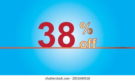 Background Sales special offer. Discount with 38% price. luxury gold and blue vector illustration