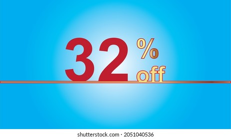 Background Sales special offer. Discount with 32% price. luxury gold and blue vector illustration