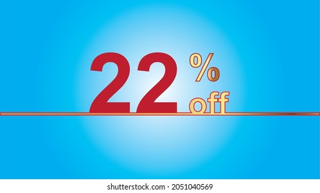 Background Sales special offer. Discount with 22% price. luxury gold and blue vector illustration