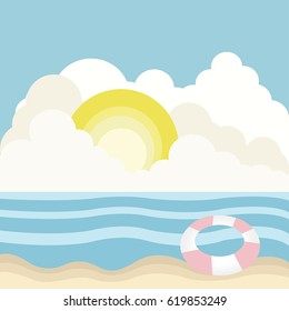 Background of sand beach with blue sea.