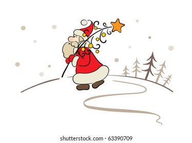 Background - Santa with a christmas tree