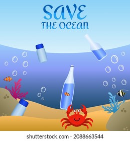Background save the ocean vector design illustration 