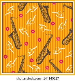Background with saxophones. Vector illustration.