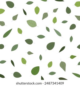 Hintergrund mit verstreuten grünen Blättern.Vektorillustration.