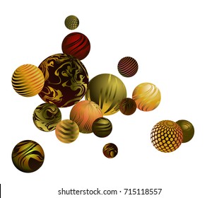 Background with scattered messy glowing balls. 3d vector illustration