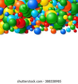 Background with scattered messy glowing rubber balls