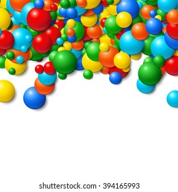 Background with scattered messy glowing rubber balls