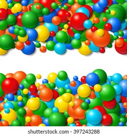 Background with scattered messy glowing rubber balls