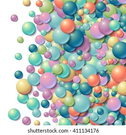 Background with scattered messy glowing rubber balls