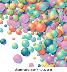 Background with scattered messy glowing rubber balls