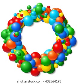 Background with scattered messy glowing rubber balls