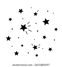 A background with scattered stars and sparkles. A simple, minimalist abstract pattern representing a night sky, magic, or celebration.