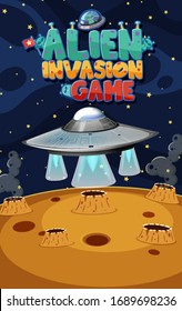 Hintergrundszene mit Außerirdischer Invasion in der Weltraumgrafik