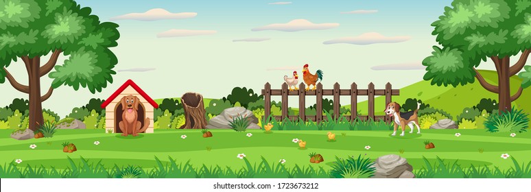 Background scene with animals in the park illustration