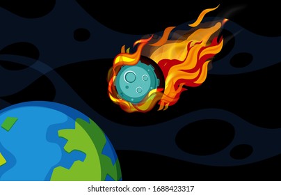 Hintergrundszene mit Asteroidenfliegen in der Weltraumgrafik