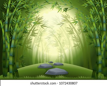 Background scene with bamboo forest illustration