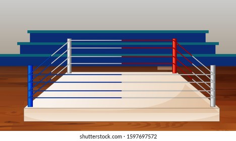 Background scene of boxing ring with stadium illustration