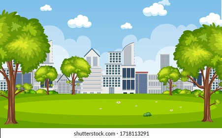 Background scene with buildings in the city illustration