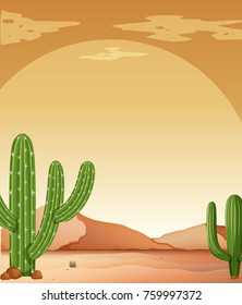 Background scene with cactus in desert illustration