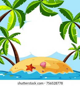 Background scene with coconut trees on island illustration